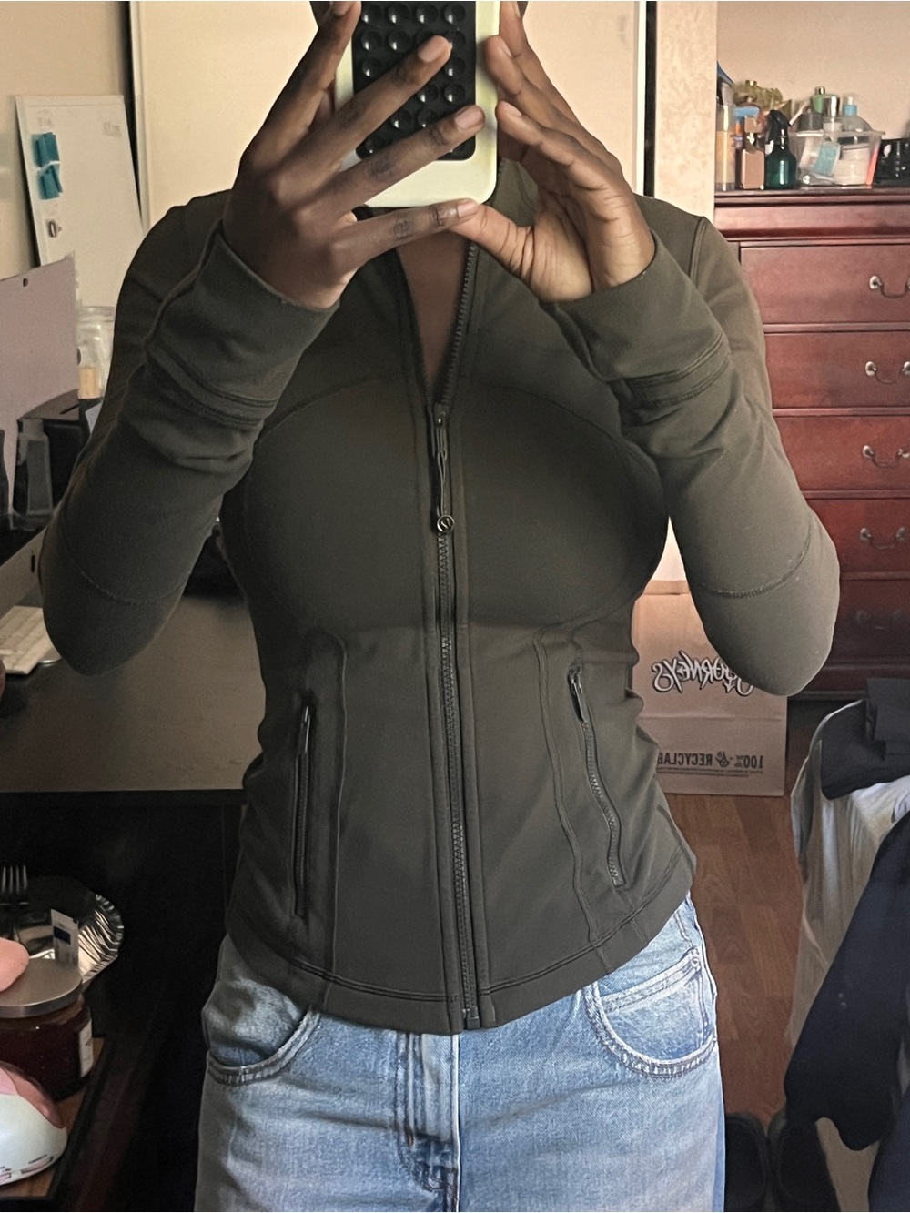 (2 Piece) Lululemon - Green and White Define Jackets (2)